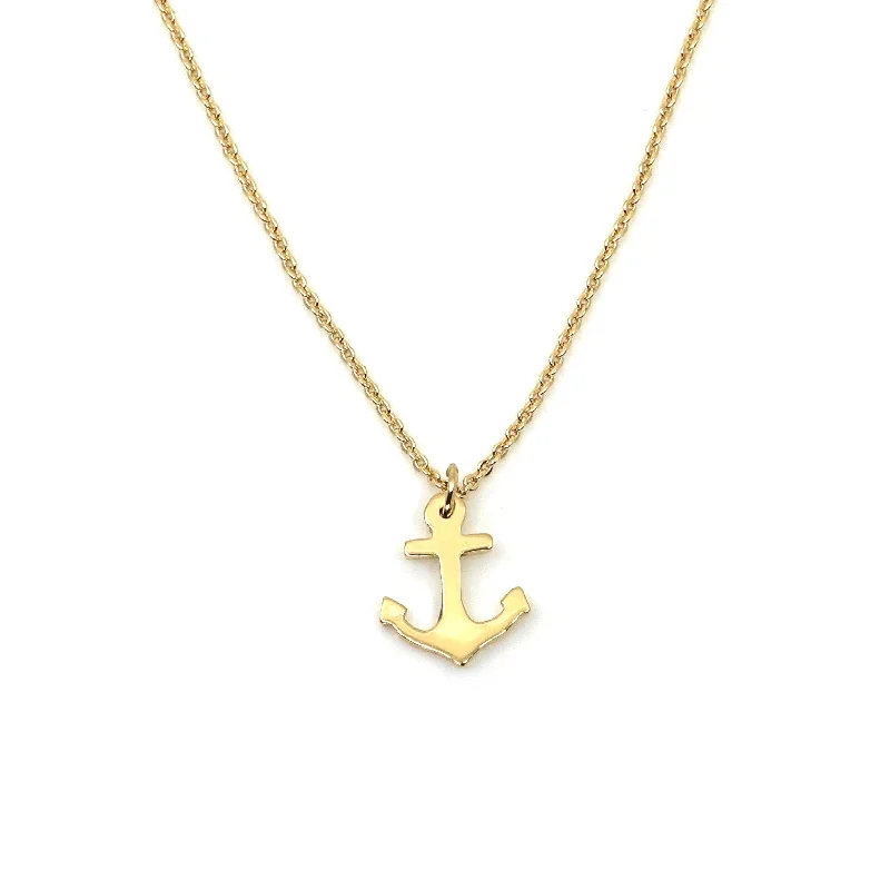 Ladies elegant citrine pendant necklaces -The High Tides Gold Anchor Necklace