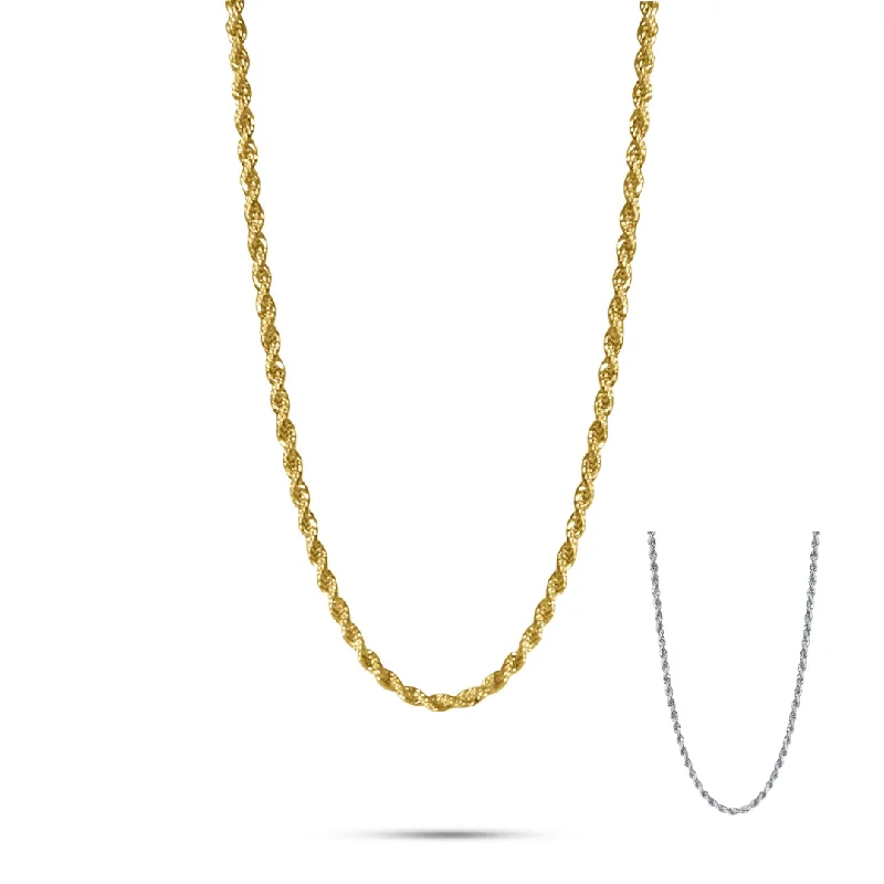 Ladies asymmetrical gemstone necklaces -3mm Rope Chain Necklace