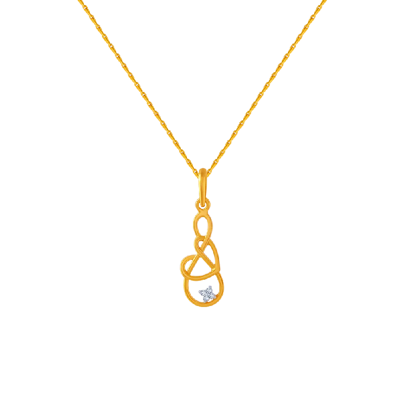 Ladies retro floral pendant necklaces -14KT (585) Yellow Gold And American Diamond Pendant For Women