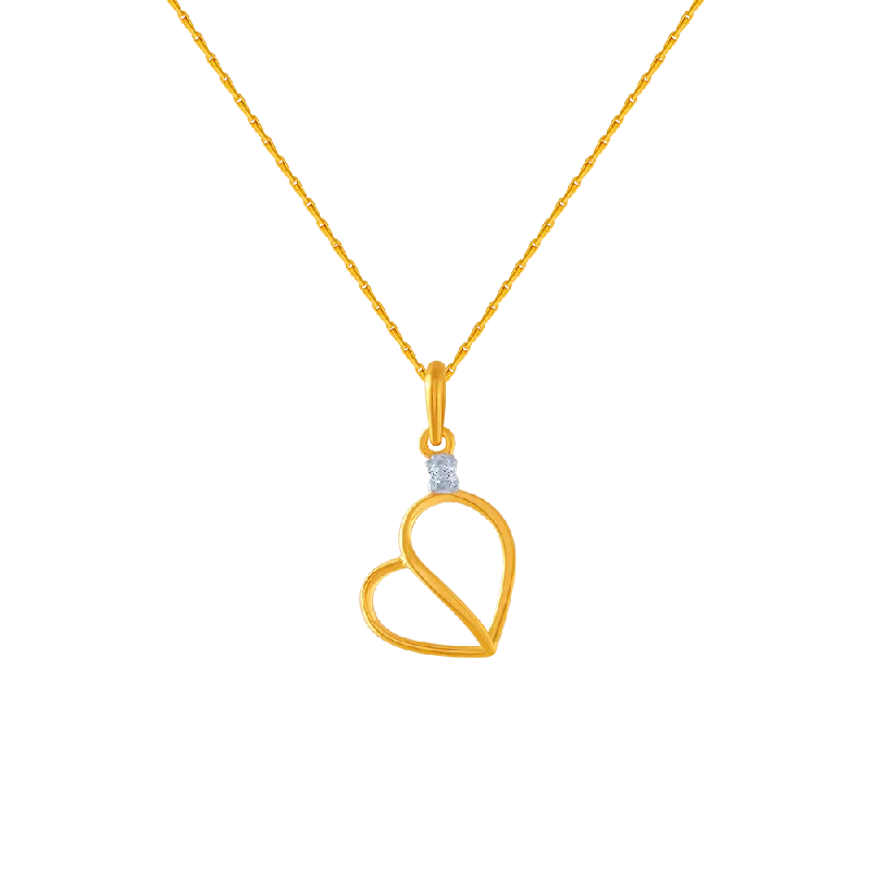 Vintage-inspired crystal necklaces for women -14KT (585) Yellow Gold And American Diamond Pendant For Women