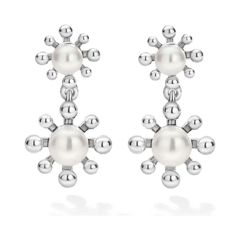 Bold statement jade earrings for women -Lagos Sterling Silver Luna Fleur Pearl Drop Earrings