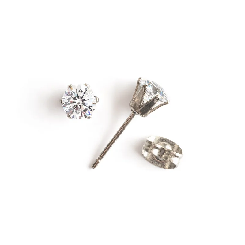 Ladies lightweight vine earrings -White Crystal Titanium Stud Earrings