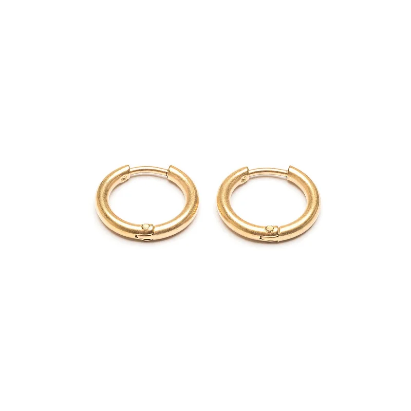 Ladies unique moon hoop earrings -Small Huggies Gold Plated