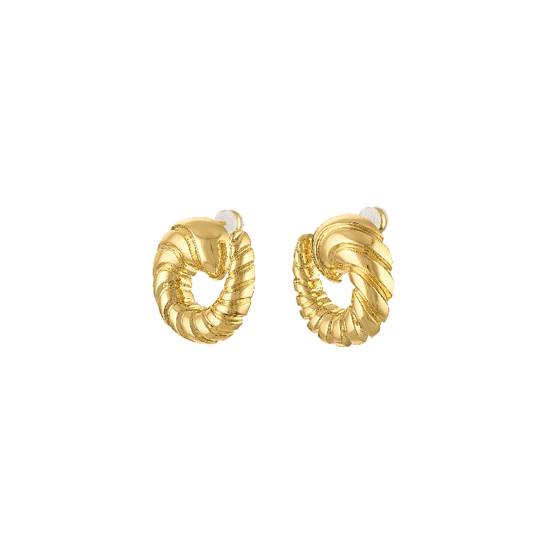 Ladies minimalist gold swirl earrings -Twisted Beach Earrings