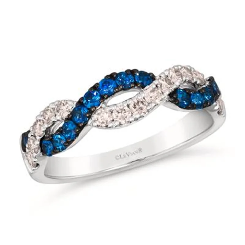 Ladies shimmering onyx engagement rings -14K White Gold 0.77ctw Blue Sapphire & Diamond Twist Band by Le Vian