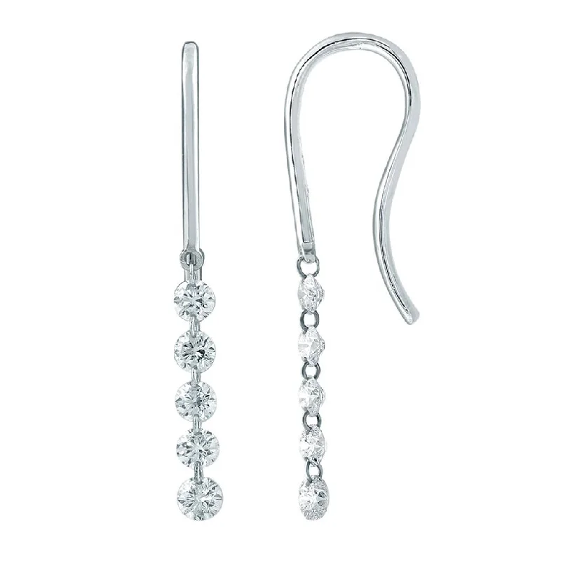 Ladies trendy silver vine earrings -14K White Gold ‘Naked Diamonds’ Drop Earrings