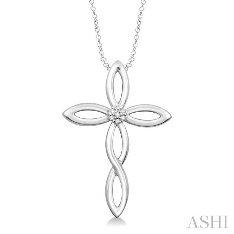 Ladies asymmetrical gemstone necklaces -1/50 Ctw Single Cut Diamond Cross Pendant in Sterling Silver with Chain