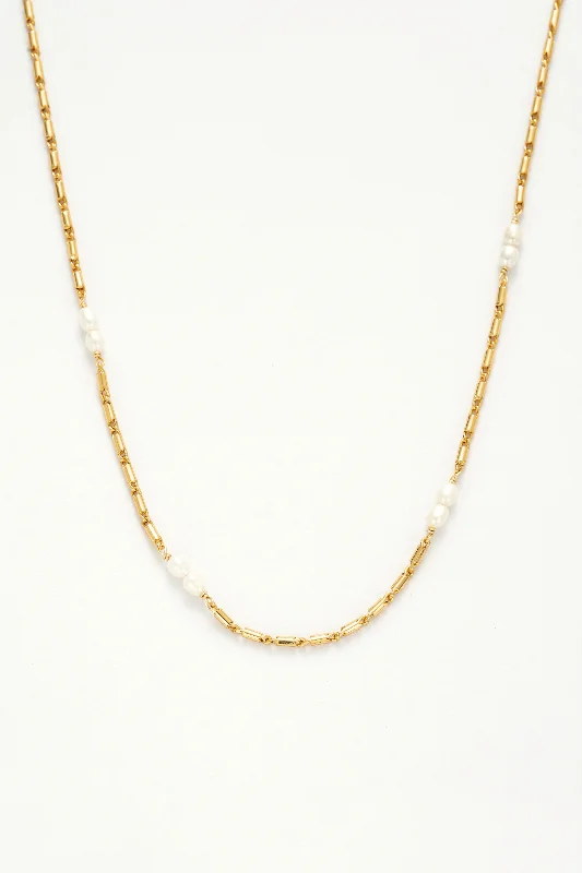 Ladies trendy silver choker necklaces -Valencia Pearl and Gold Beaded Necklace