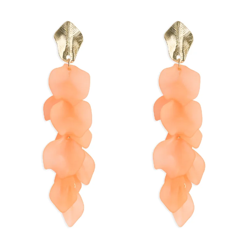 Ladies playful moon stud earrings -Peach Begonia Dangle Earrings