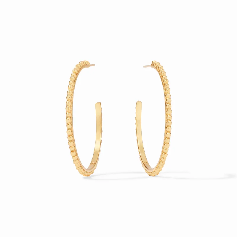 Boho-inspired malachite earrings for women -24K Yellow Gold Overlay 'Colette' Large Bead Hoop Earrings