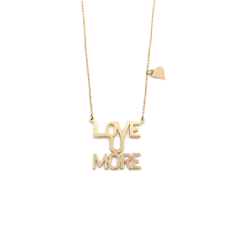 Ladies playful heart charm necklaces -Love You More Sunrise Necklace in 10K & 14K Gold