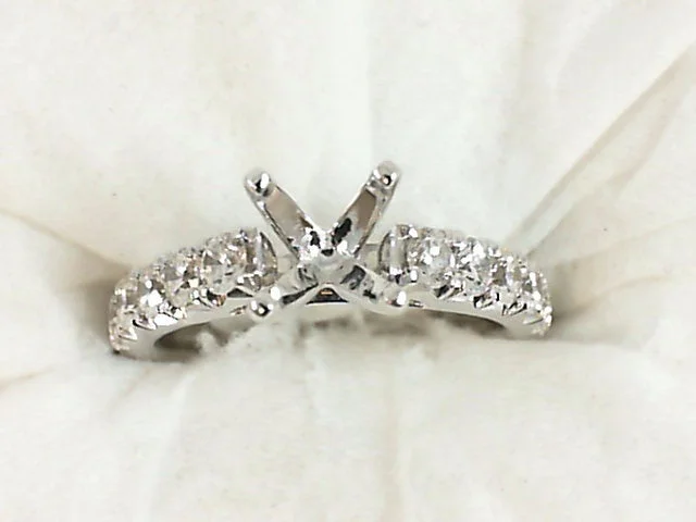 Ladies chunky silver engagement rings -Diamond Semi-Mount Ring