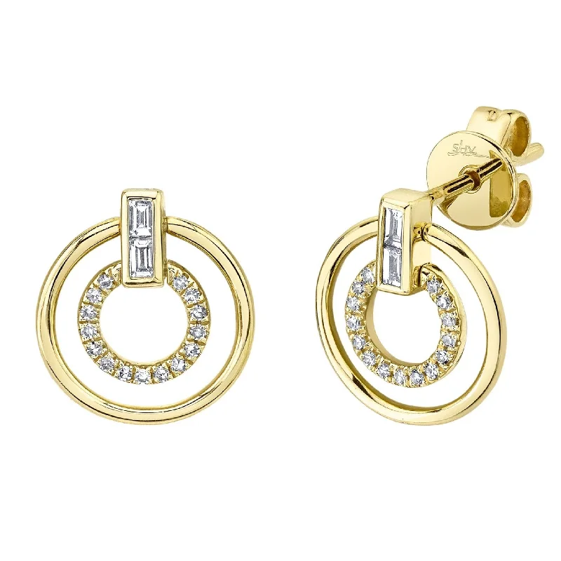 Classic pearl spiral earrings for women -Shy Creation Gold and Diamond Open Circle Stud Earring