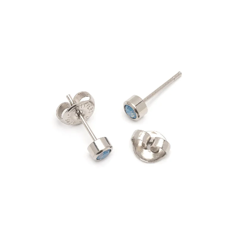 Ladies bold diamond petal earrings -Blue Crystal Mini Stud Earrings