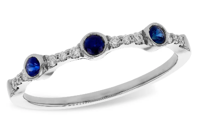 Vintage pearl vine engagement rings -14K White Gold 0.25ctw Blue Sapphire & Diamond Station Ring by Allison Kaufman