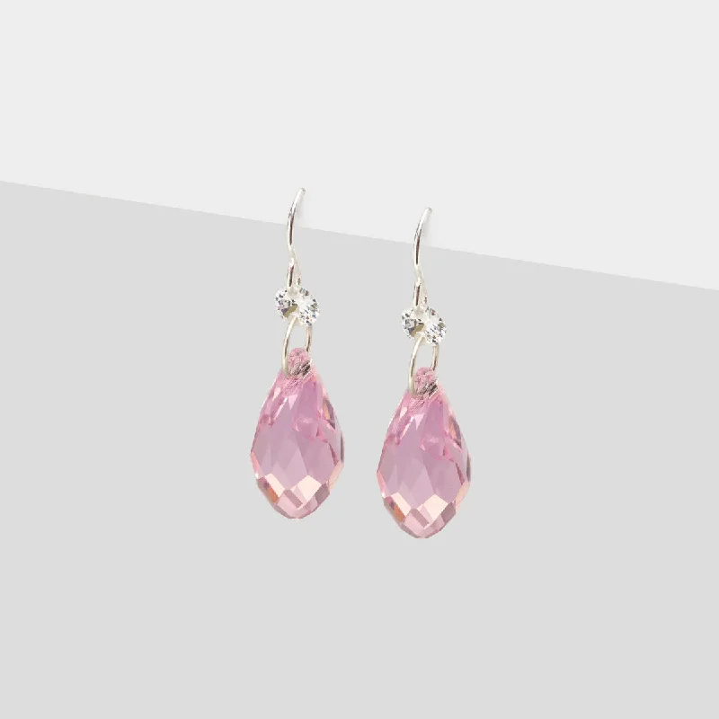 Bold statement jade earrings for women -925 Sterling Silver Pink Zirconia French Hook Earrings