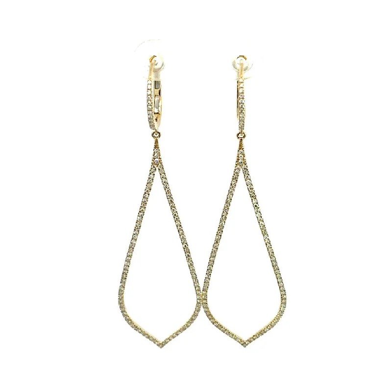 Simple rose gold arch earrings -14K Yellow Gold Tear Drop Diamond Earring