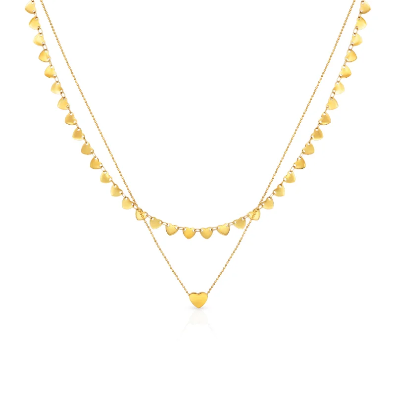 Ladies sparkling aquamarine necklaces -The Heart of Hearts Double Chain Gold Necklace