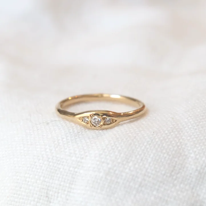 Ladies minimalist rose gold engagement rings -Trio Ring Diamond