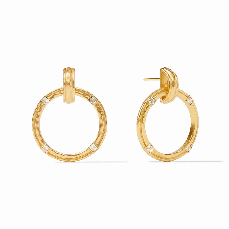 Ladies unique moon hoop earrings -24K Yellow Gold Overlay 'Astor' Doorknocker Earrings