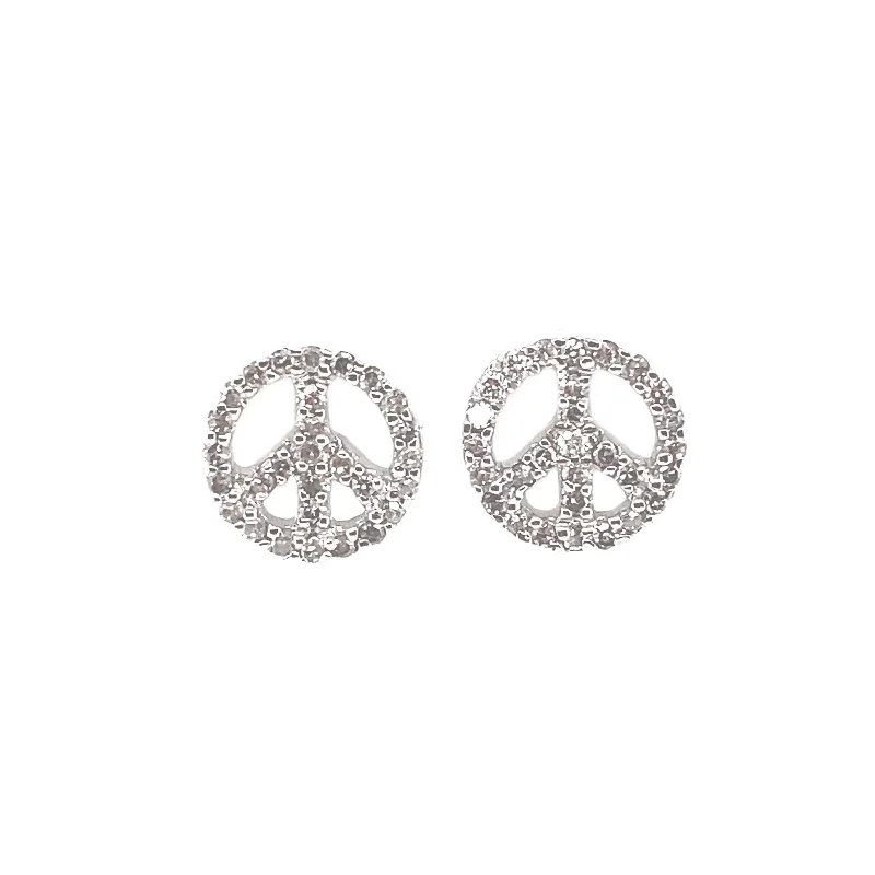 Ladies floral gold drop earrings -Peace Sign Stud Earrings