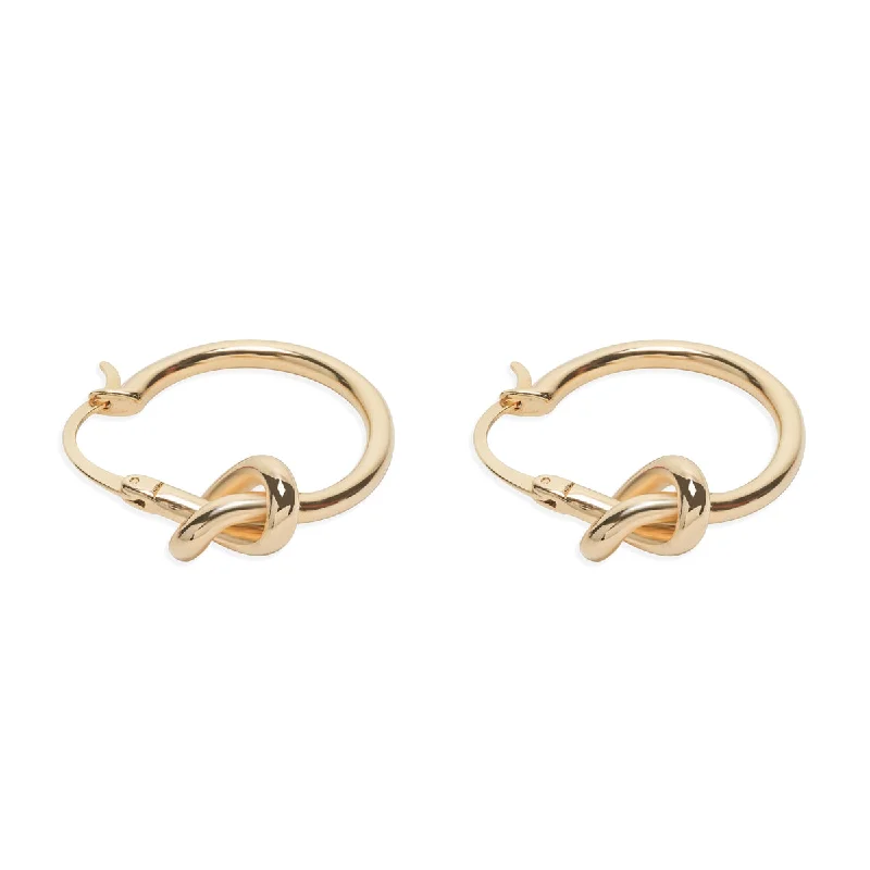 Ladies classic pearl swirl earrings -Gold Knot Hoop Earrings