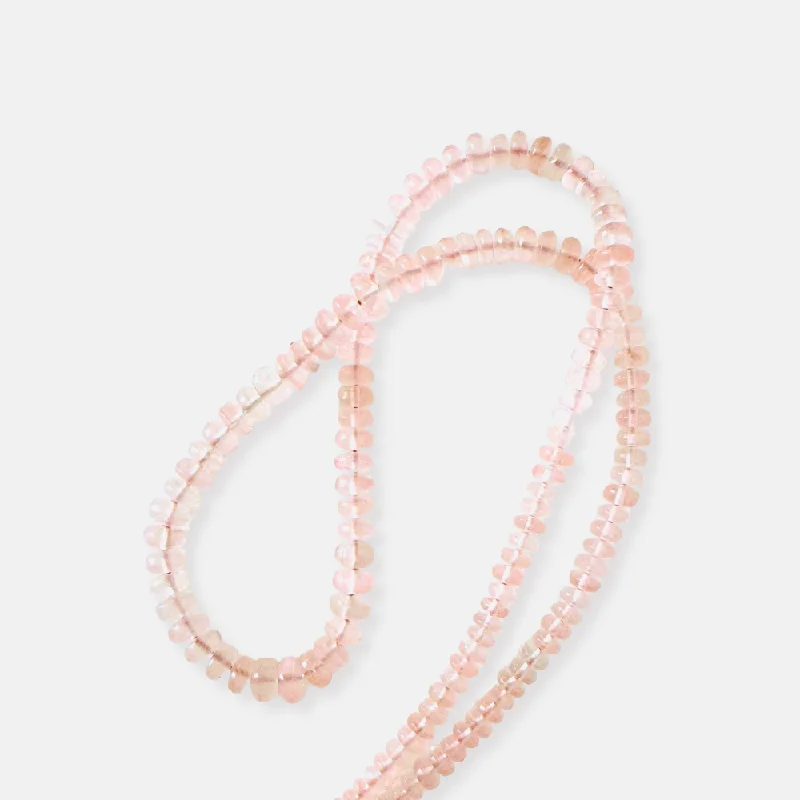 Ladies trendy open charm necklaces -Rose Quartz Bead Necklace