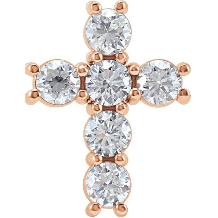 Ladies unique star-shaped necklaces -14K Rose 1 1/6 CTW Natural Diamond Cross Pendant