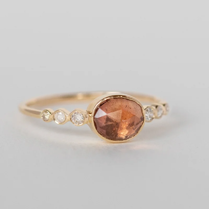 Modern platinum twist engagement rings -Peach Tourmaline and Diamonds Ring