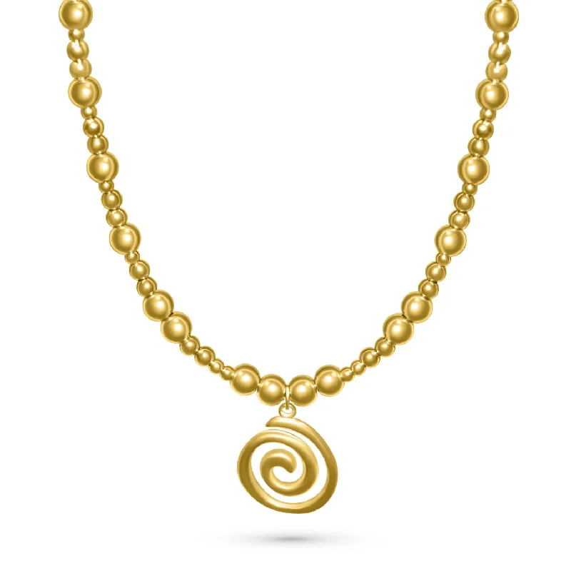 Classic gold chain drop necklaces for women -Beaded Swirl Necklace