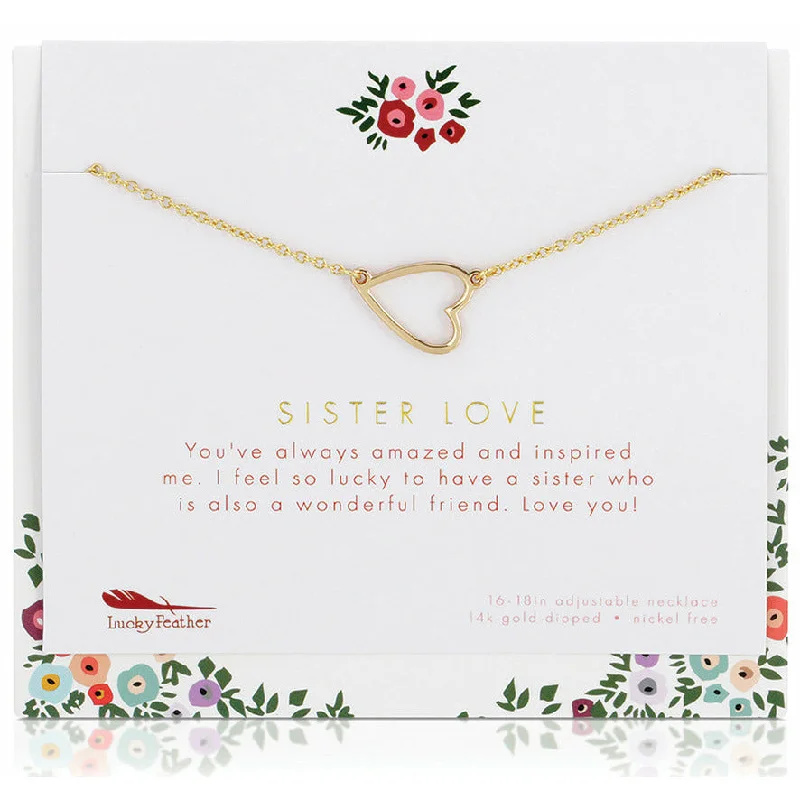 Ladies asymmetrical gemstone necklaces -Sister Love - Necklace & Card