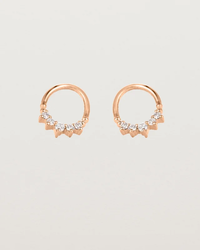 Trendy gold petal hoop earrings -Mahina Studs | Diamonds