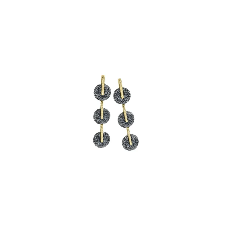 Ladies unique vine stud earrings -18K Yellow Gold Vermeil And Black Ruthenium Drop Earrings