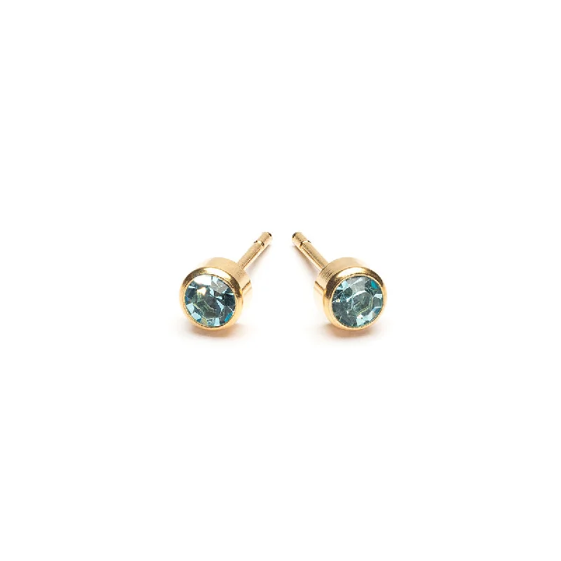 Ladies elegant topaz stud earrings -March Birthstone 14k Gold Plated Earrings