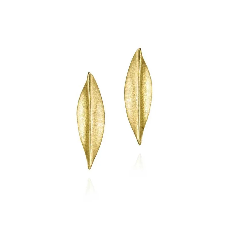 Elegant silver vine earrings for women -18K Yellow Gold Vermeil Leaf Motif Drop Earrings