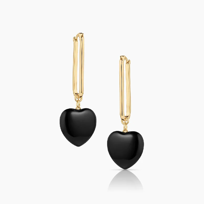 Ladies retro jade earrings -Gemma Onyx Earrings