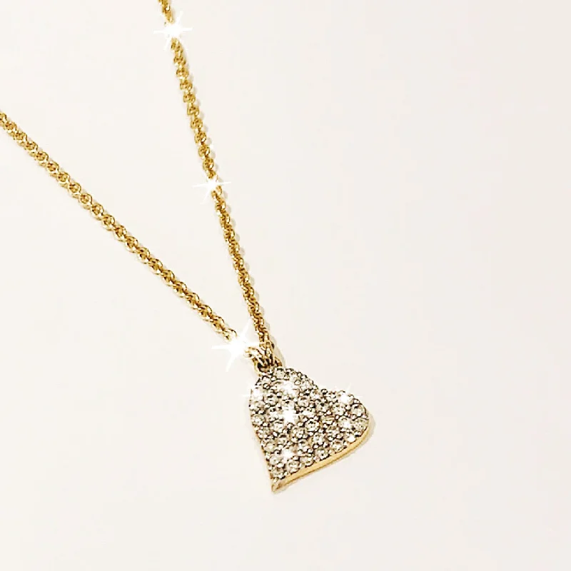 Modern diamond bar necklaces for women -The Lovely Heart Necklace in White Diamond & 14K Gold