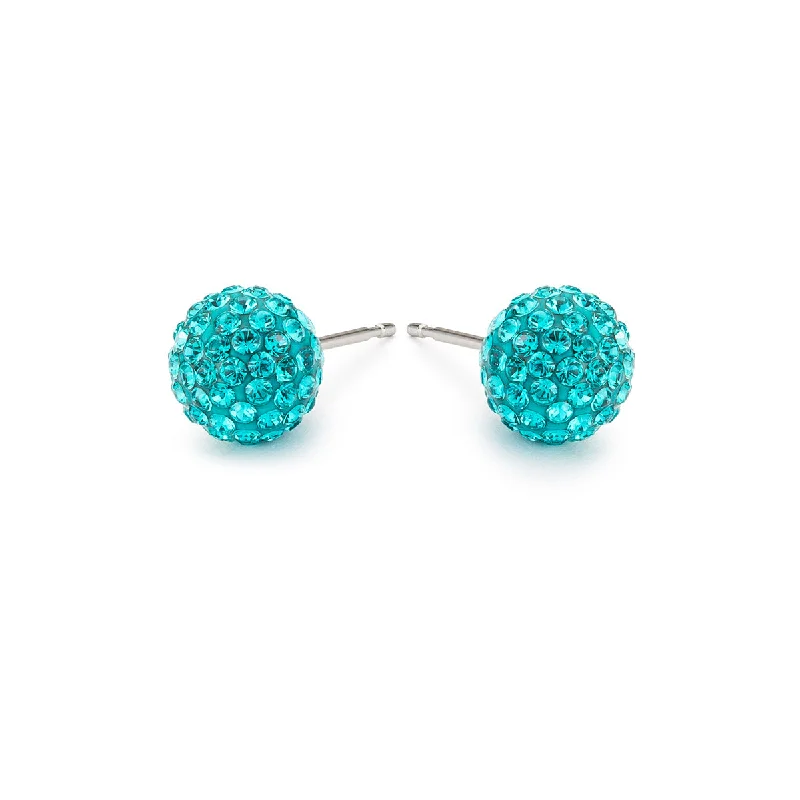 Ladies tribal-patterned hoop earrings -Large Turquoise Pave Earrings