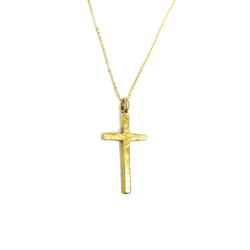 Ladies sparkling sapphire pendant necklaces -The Keep the Faith Gold Cross Necklace