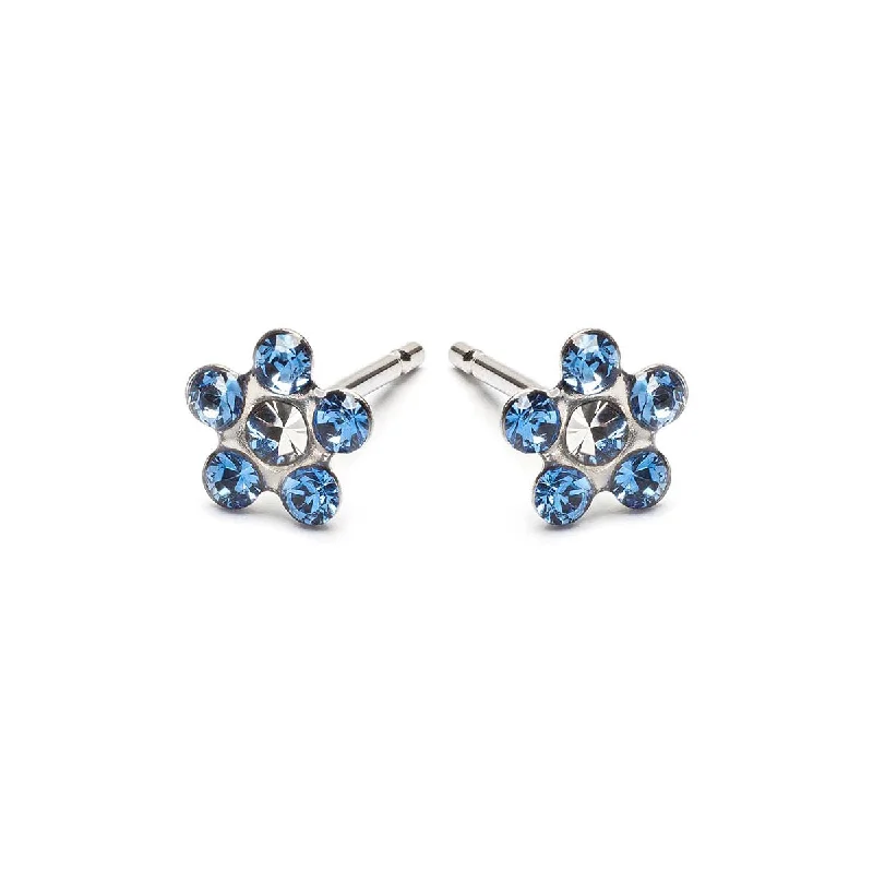 Simple diamond arch earrings for women -Sapphire Daisy Earrings