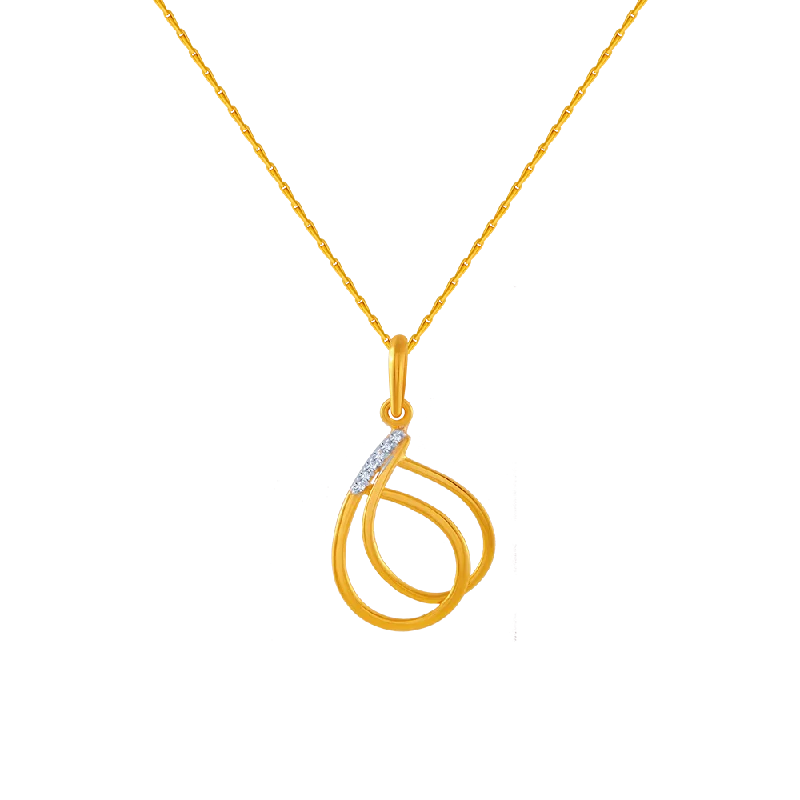 Ladies oversized gold pendant necklaces -14KT (585) Yellow Gold And American Diamond Pendant For Women