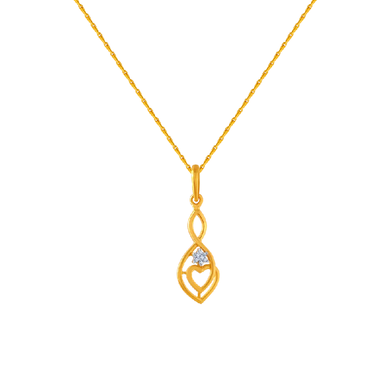 Ladies moonstone gem necklaces -14KT (585) Yellow Gold And American Diamond Pendant For Women