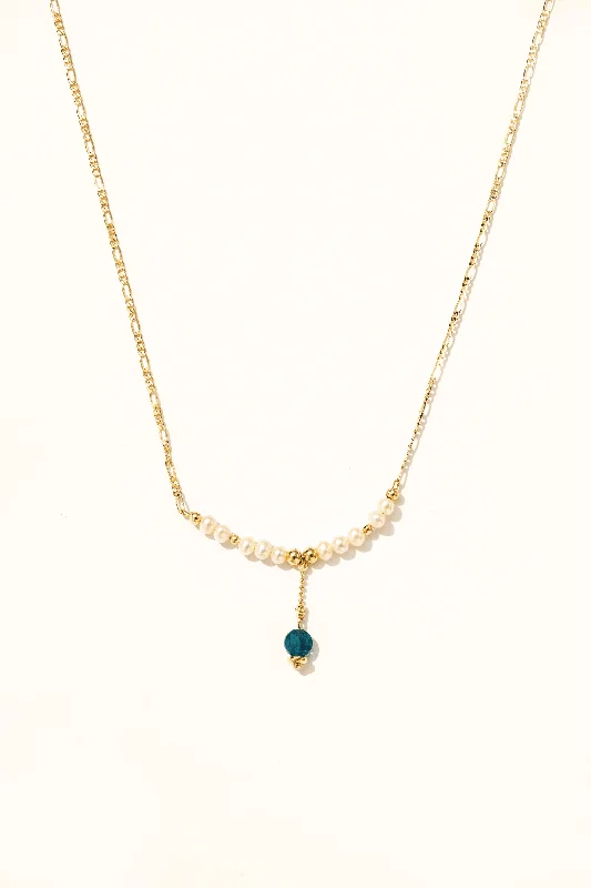 Classic silver heart necklaces for ladies -Apatite Drop Pearl Beaded Necklace