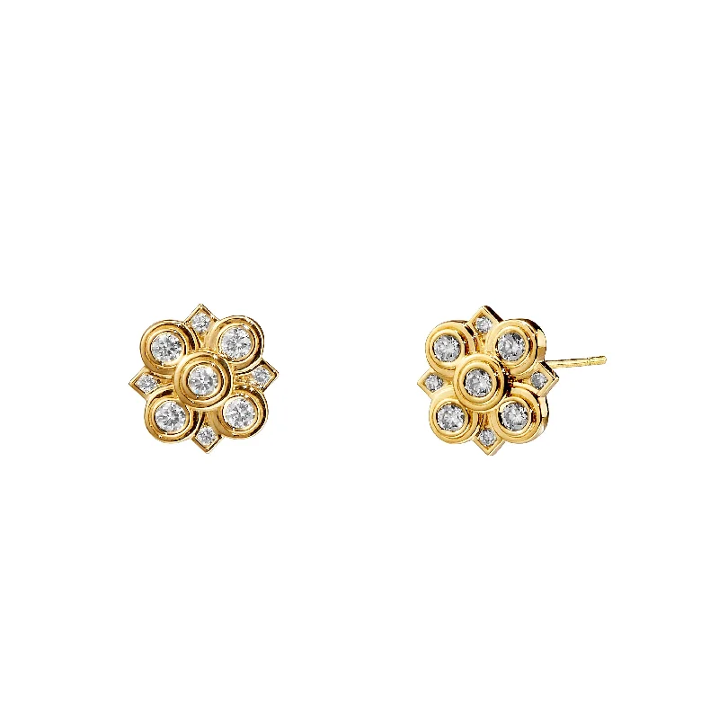 Vintage gold arc earrings for women -Diamond Studs