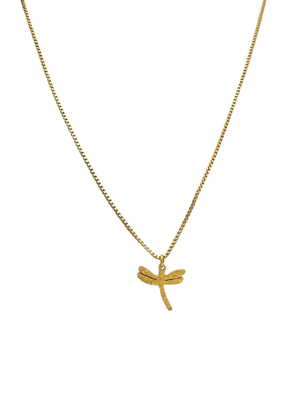 Modern silver heart necklaces for women -The Glitter DragonFly Gold Necklace