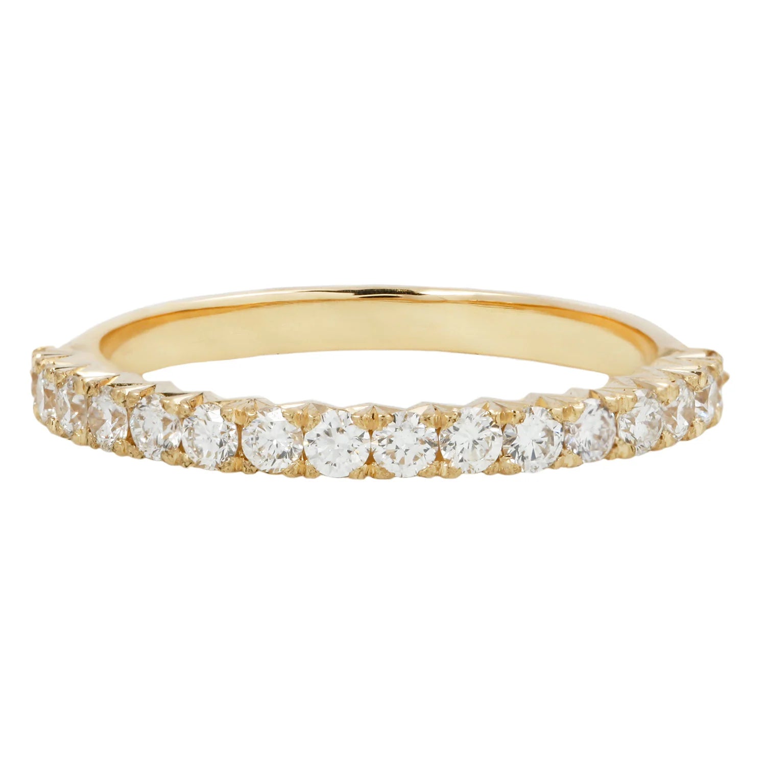 Classic gold spiral engagement rings for women -French Cut White Diamond Half Eternity Band