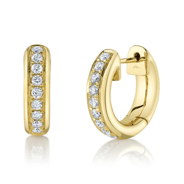 Classic gold vine stud earrings for ladies -Shy Creation Channel Set Diamond Huggie Earrings