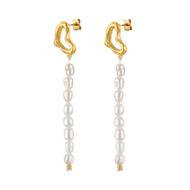 Delicate diamond spiral earrings for women -Heart Pearl Drop Earrings