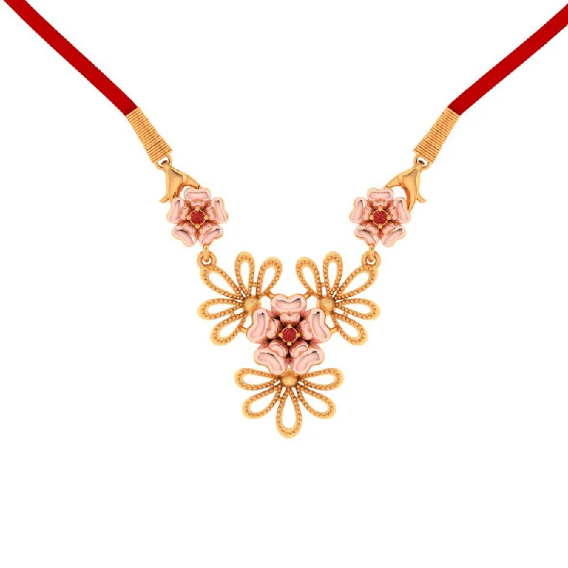 Ladies unique floral charm necklaces -Floral Designed 18k Gold Necklace