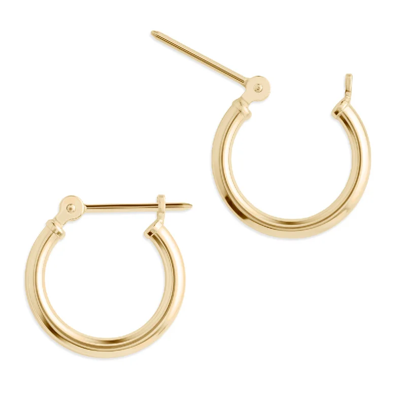 Ladies minimalist silver petal earrings -14k Yellow Gold 1/2 Inch Hoop Earrings